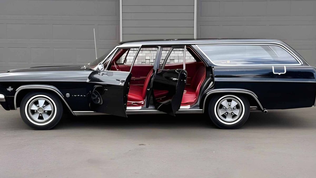 A rare black 1965 Chevrolet Impala 409 station wagon discovered in a Pennsylvania barn after 42 years of storage.