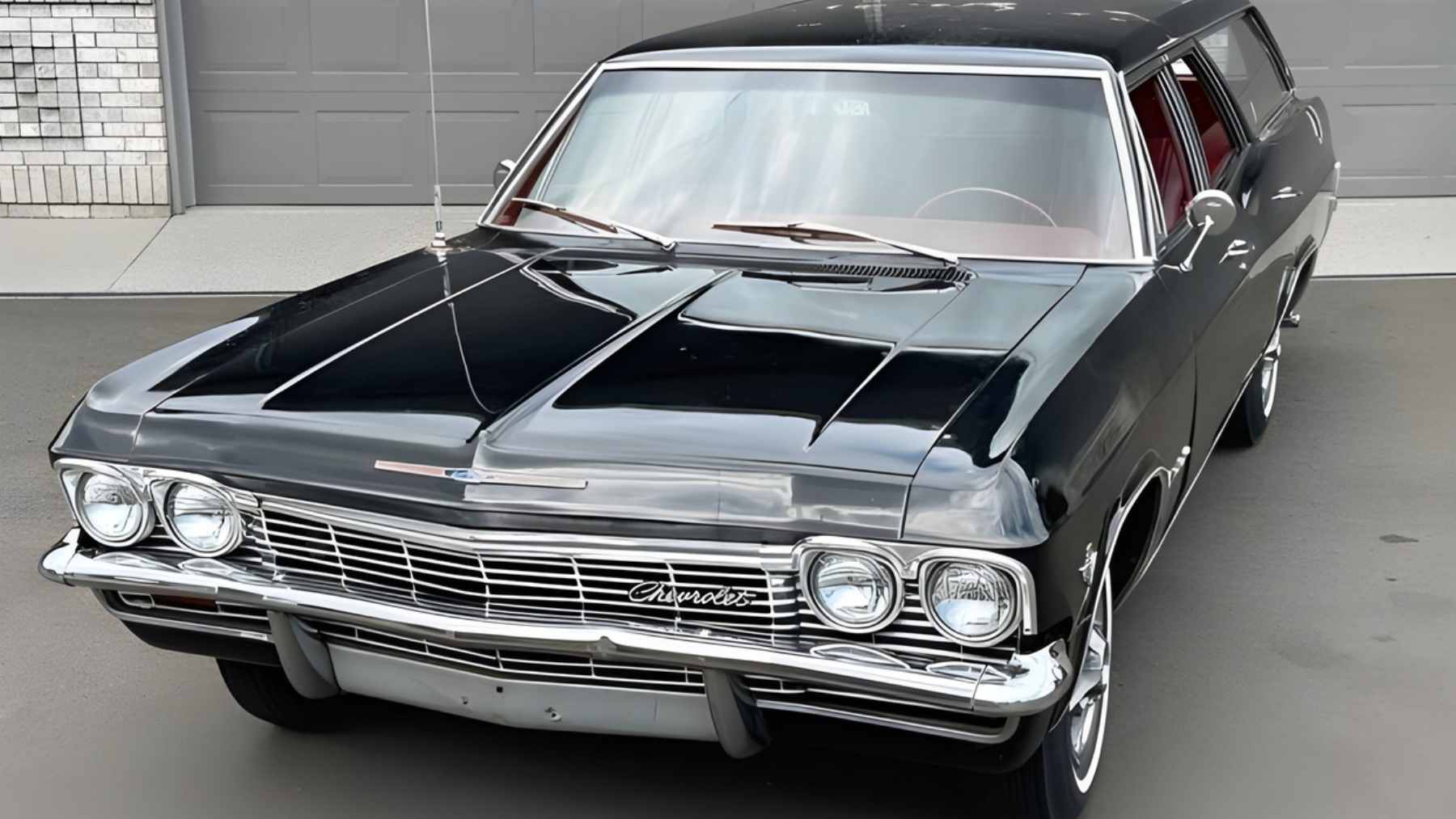 Unrestored 1965 Chevrolet Impala station wagon with a rare 409 cubic inch engine found in a Moscow, Pennsylvania barn.