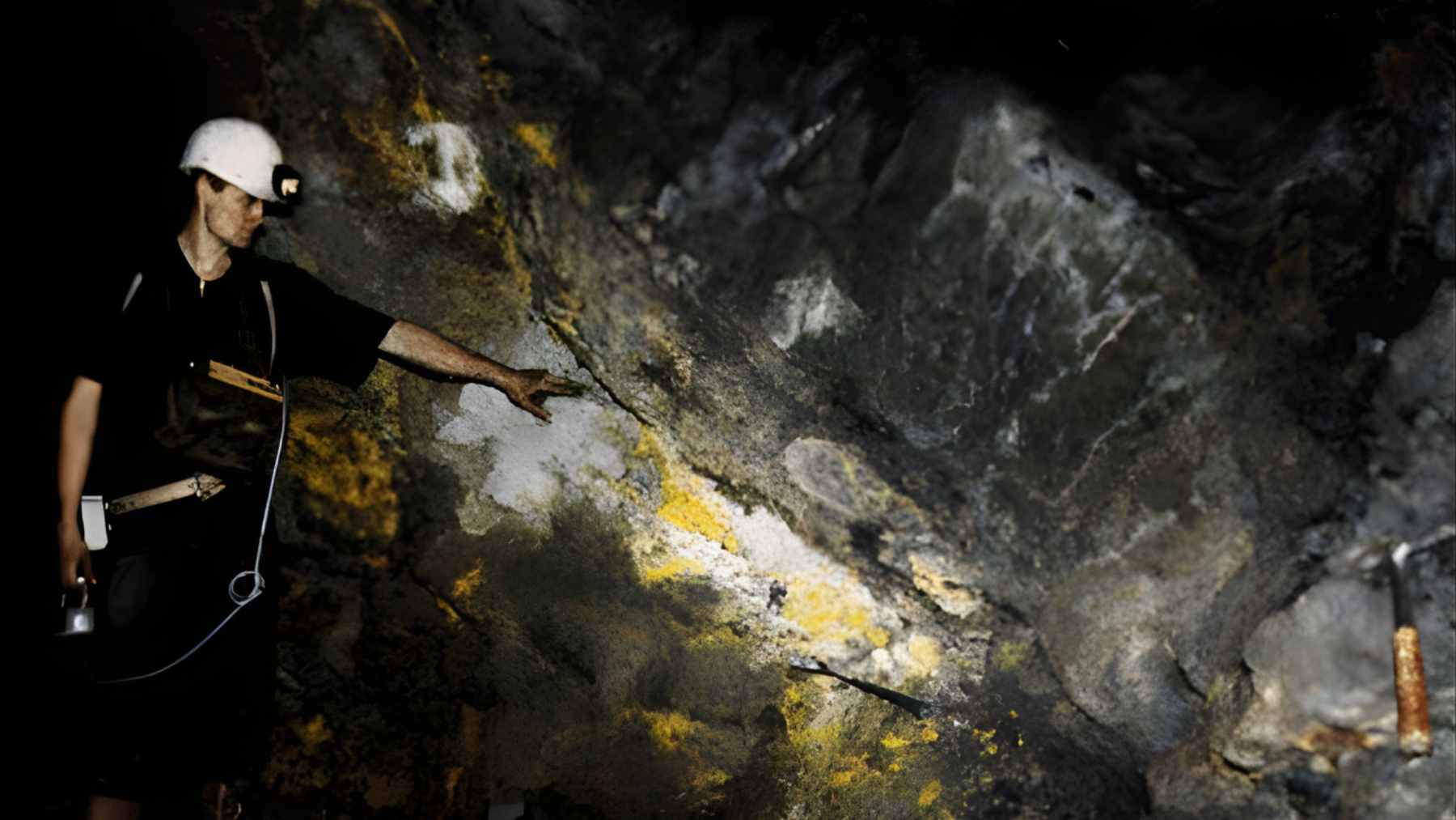A geological cross-section of the Oklo uranium deposit in Gabon, showing the sandstone layers where natural nuclear fission occurred 2 billion years ago.