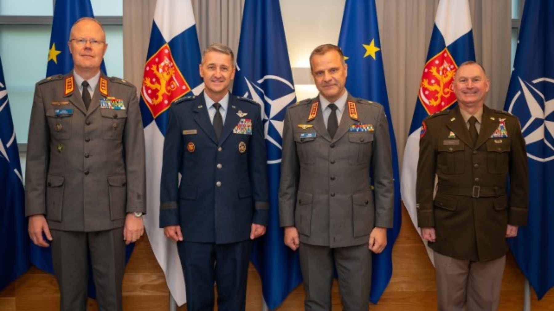 Swedish Prime Minister Ulf Kristersson speaking at a press conference regarding NATO defense strategy and nuclear cooperation.