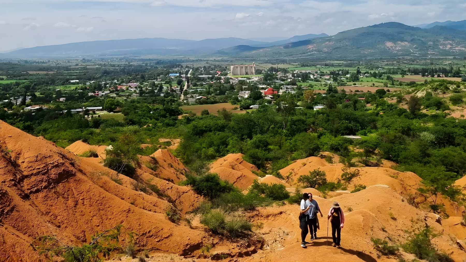 Scientists from UNAM collecting soil samples in the Mixteca Alta UNESCO Global Geopark to study native bacterial communities.