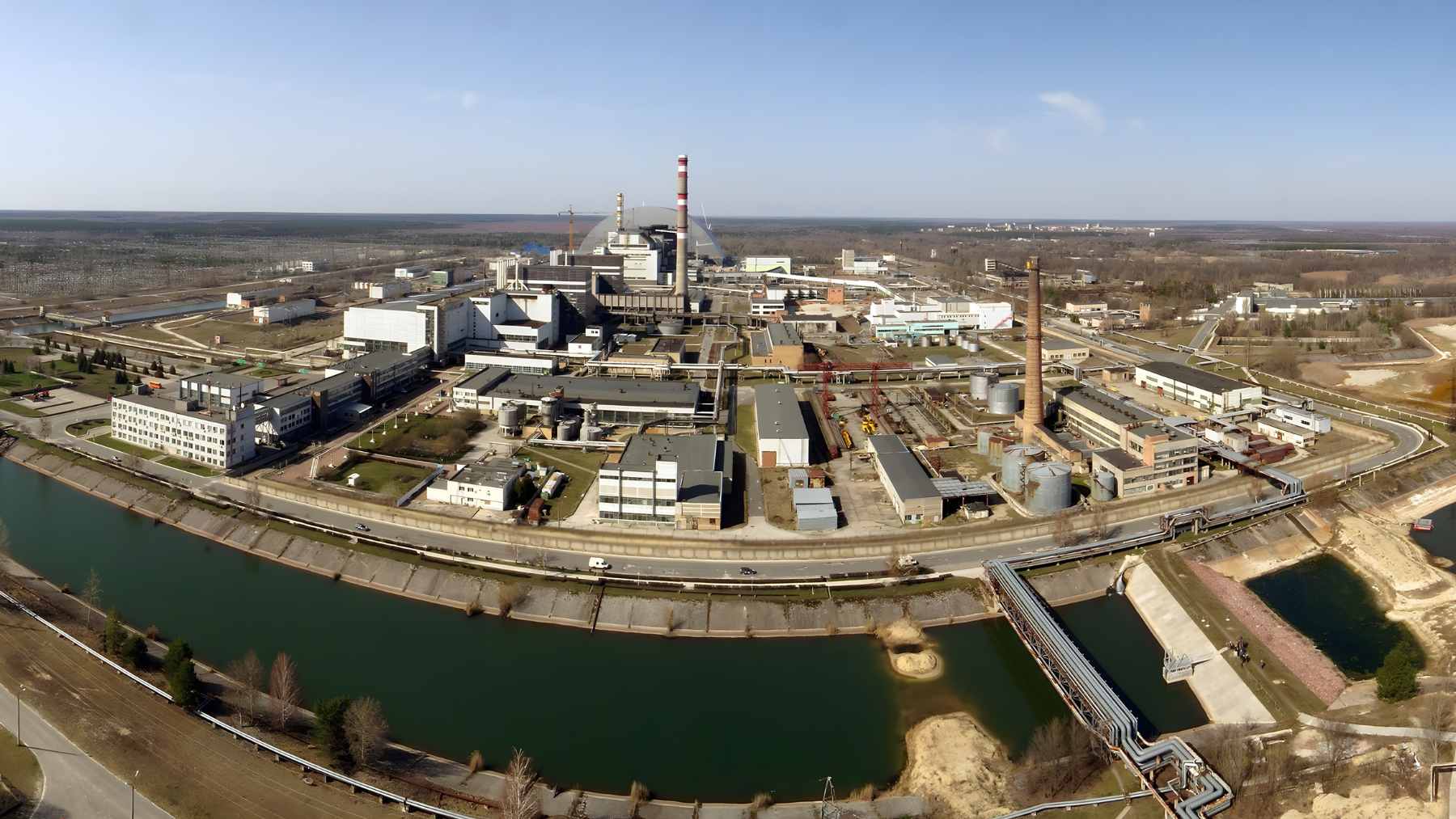 The New Safe Confinement structure at the Chernobyl Nuclear Power Plant, which houses the remains of the destroyed fourth reactor.